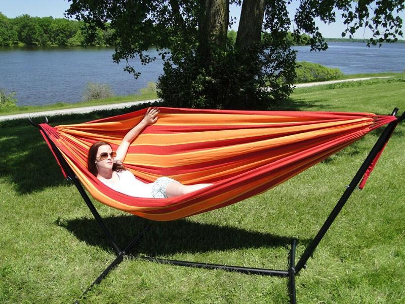 Deluxe Brazilian Double Hammock with Universal Stand Hammock Universe Canada