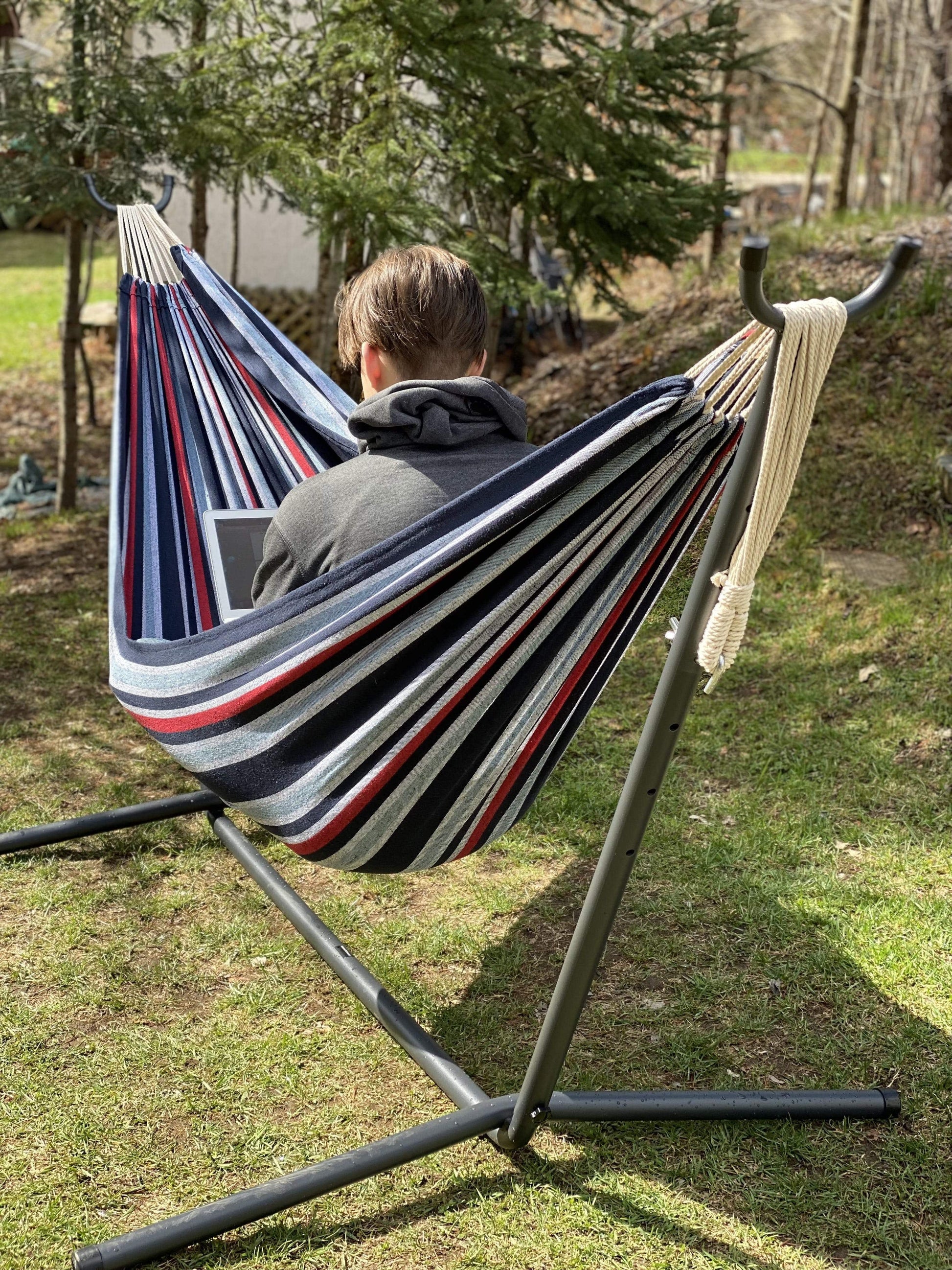 Deluxe Brazilian Double Hammock with Universal Stand Hammock Universe Canada