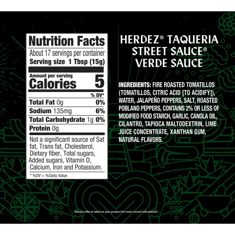 HERDEZ TAQUERIA STREET SAUCE Original Verde Mild Taco Sauce, 9 oz SlobsRus BBQ