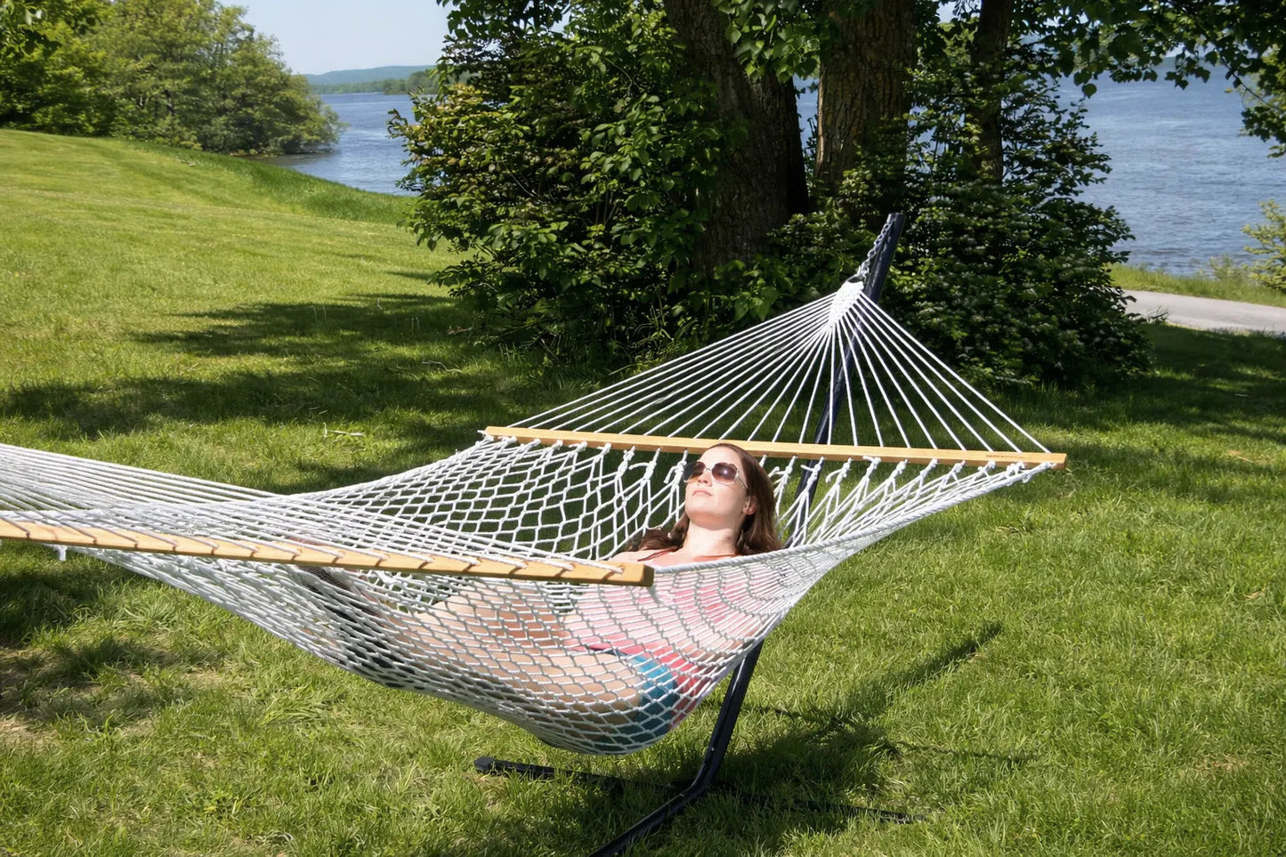 Cotton Rope Hammock with 3-Beam Stand Hammock Universe Canada