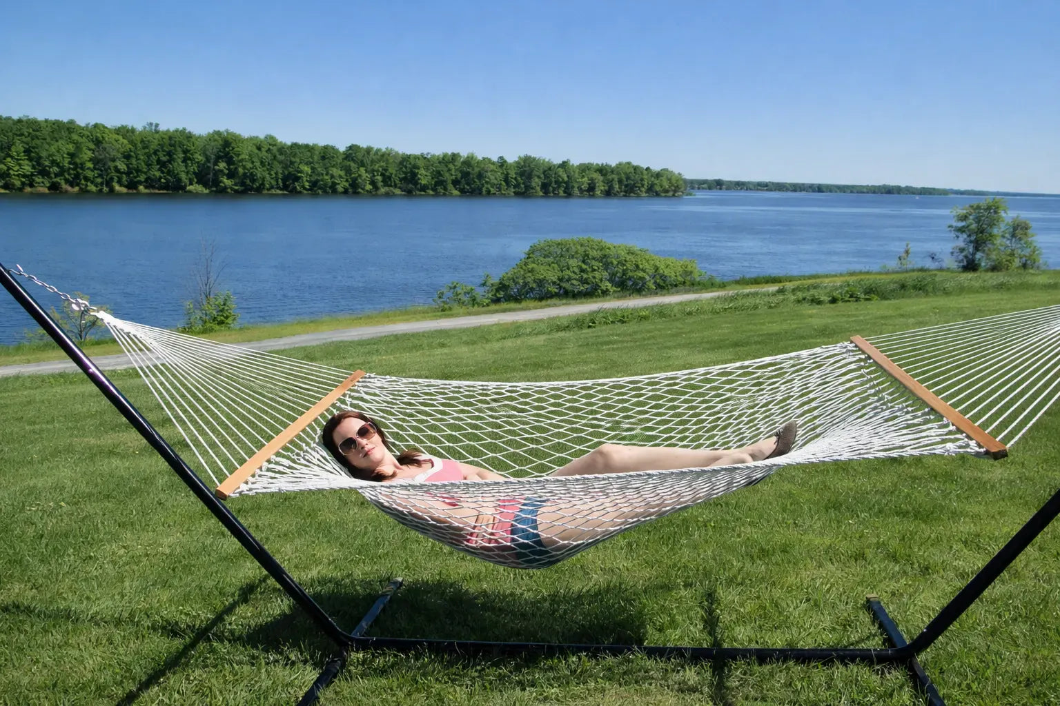 Cotton Rope Hammock with 3-Beam Stand Hammock Universe Canada