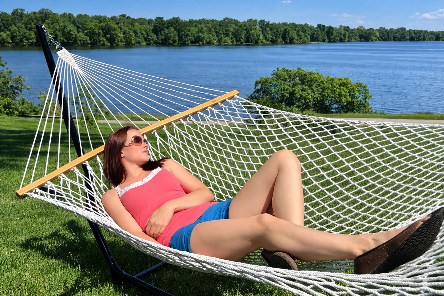 Cotton Rope Hammock with 3-Beam Stand Hammock Universe Canada