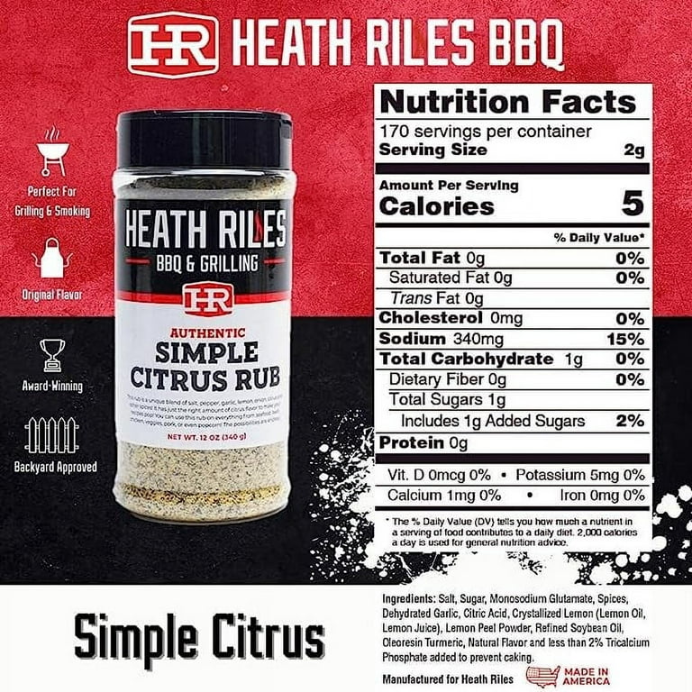Heath Riles Simple Citrus Barbecue Rub, 12 oz SlobsRus BBQ
