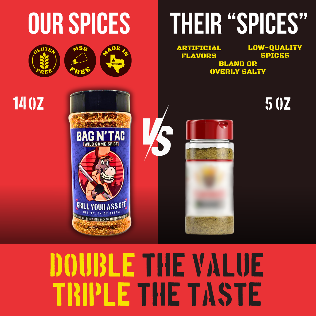 Bag N' Tag Wild Game Seasoning – Bold & Smoky Grill Blend Grill Your Ass Off - Spices, Rubs, Seasonings, Sauces, Jerky