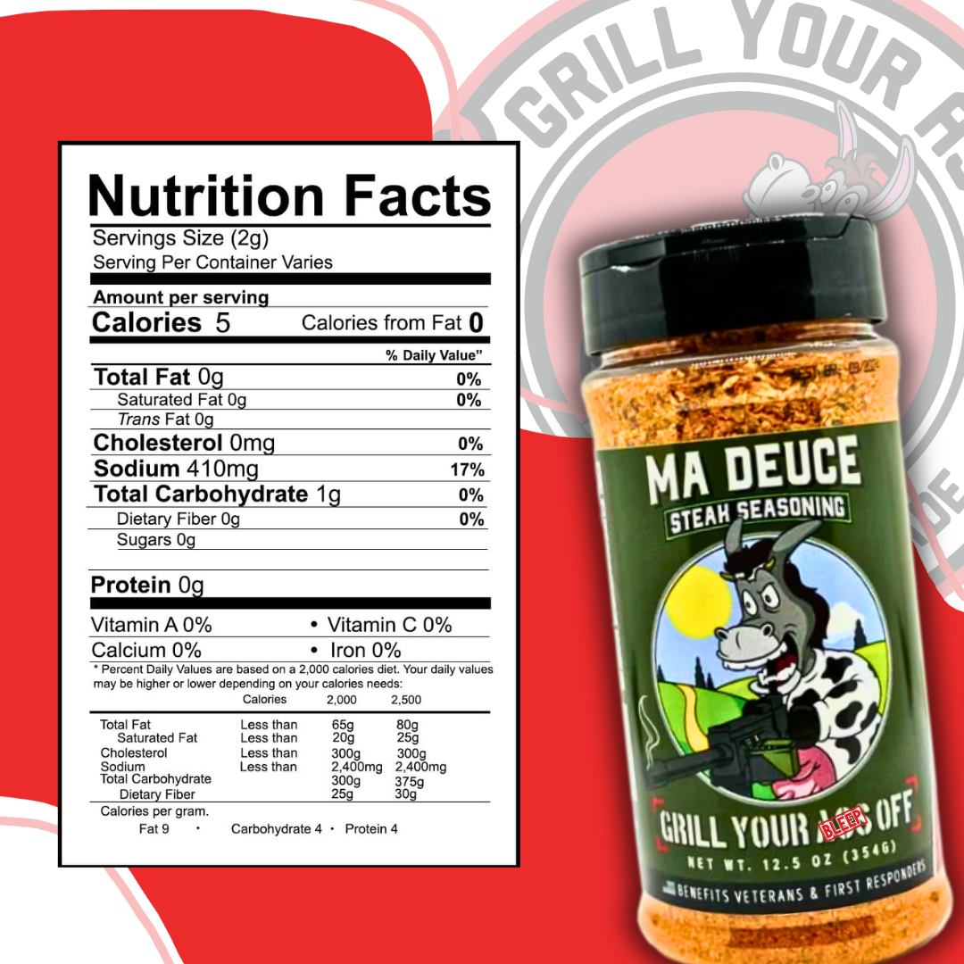 Ma Deuce Steak Seasoning™ - Beef, Meat, Kitchen, BBQ Rubs Grill Your Ass Off - Spices, Rubs, Seasonings, Sauces, Jerky