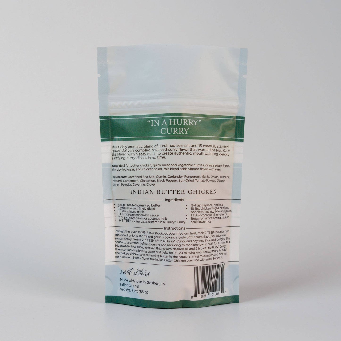 Herb, Spice & Salt Blend - "In a Hurry" Curry - 3 oz Salt Sisters