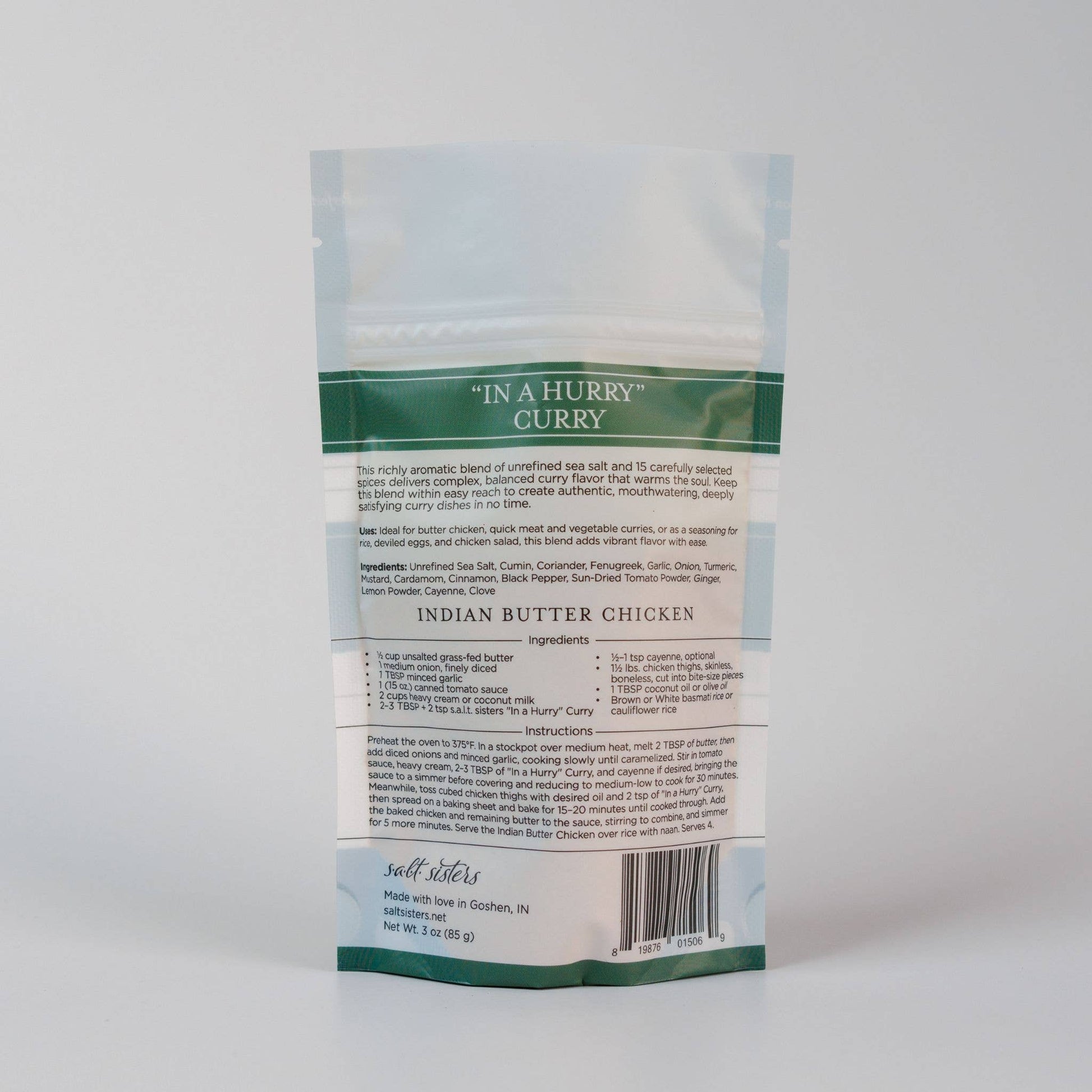 Herb, Spice & Salt Blend - "In a Hurry" Curry - 3 oz Salt Sisters