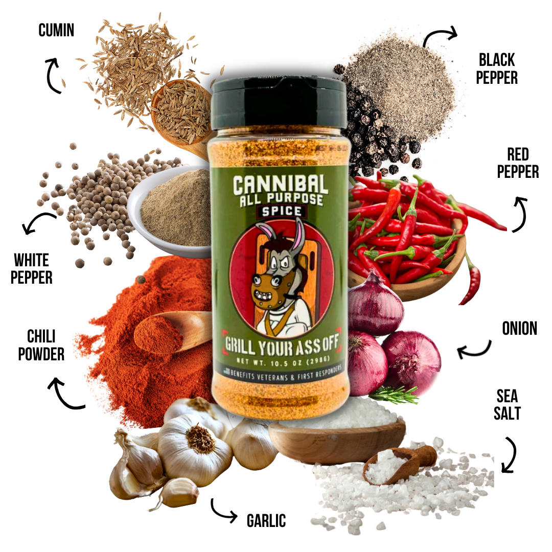 Cannibal All-Purpose Spice – Bold Flavor for Every Meal Grill Your Ass Off - Spices, Rubs, Seasonings, Sauces, Jerky