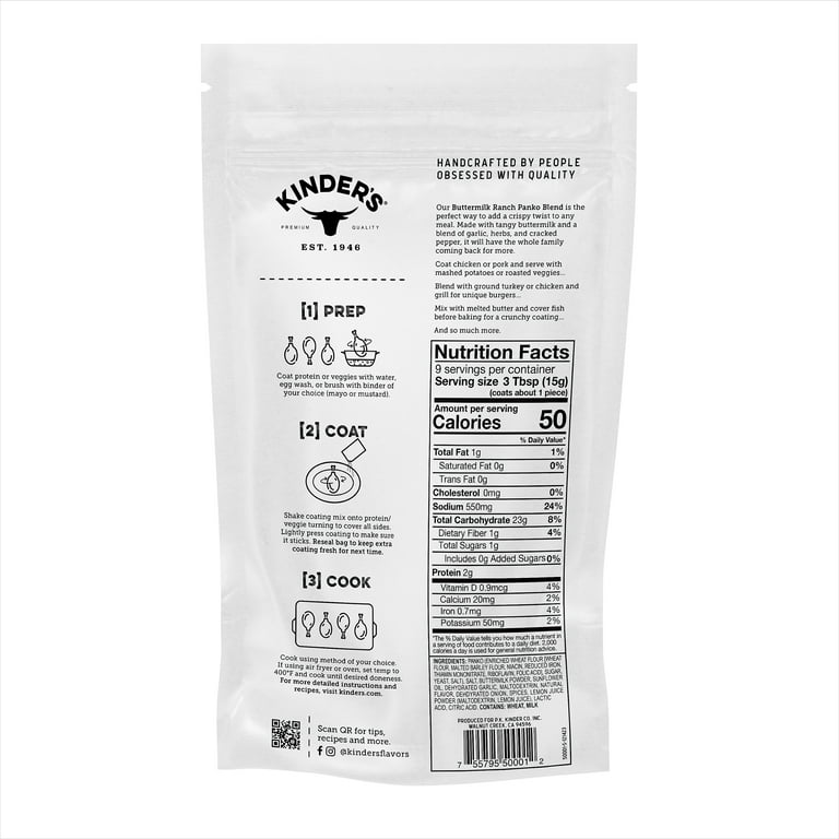 Kinder's Buttermilk Ranch Seasoned Panko Bread Crumb Coating, 5 oz SlobsRus BBQ