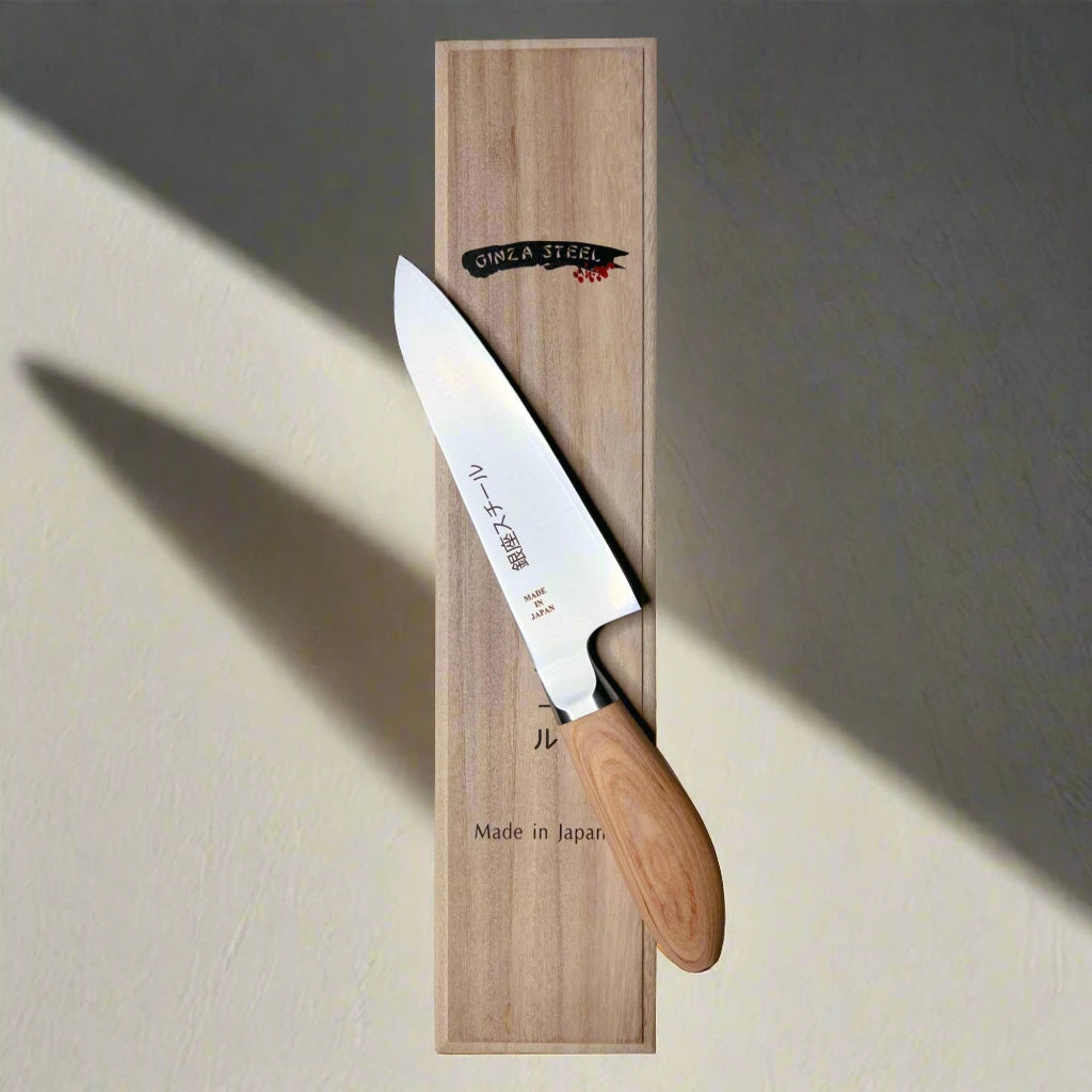 MATSUE 165 - MV Stainless Steel Santoku Knife 165mm/Natural Wood Handle Ginza Steel