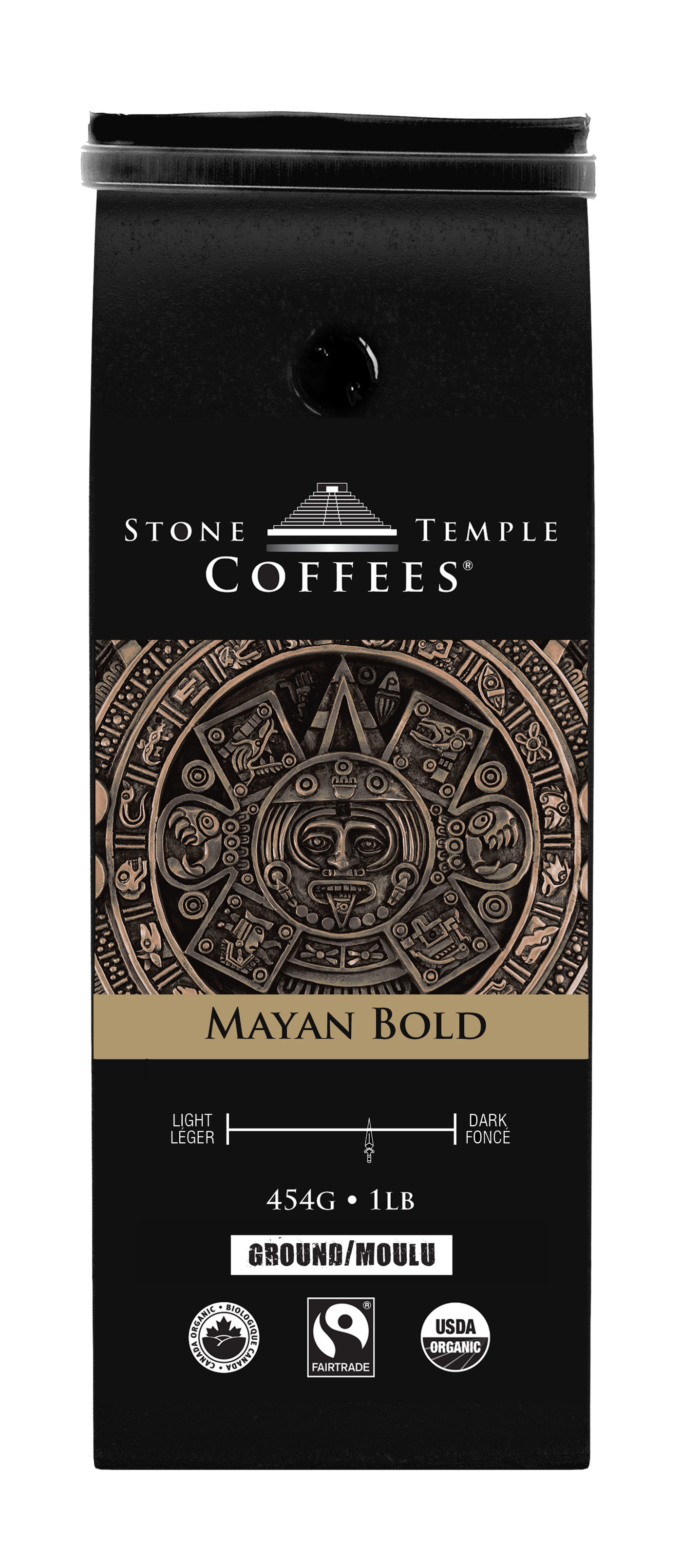 Mayan Bold - Ground, Bold Medium Roast, Certified Organic OCIA/ Fairtrade Coffee 1lb/454g