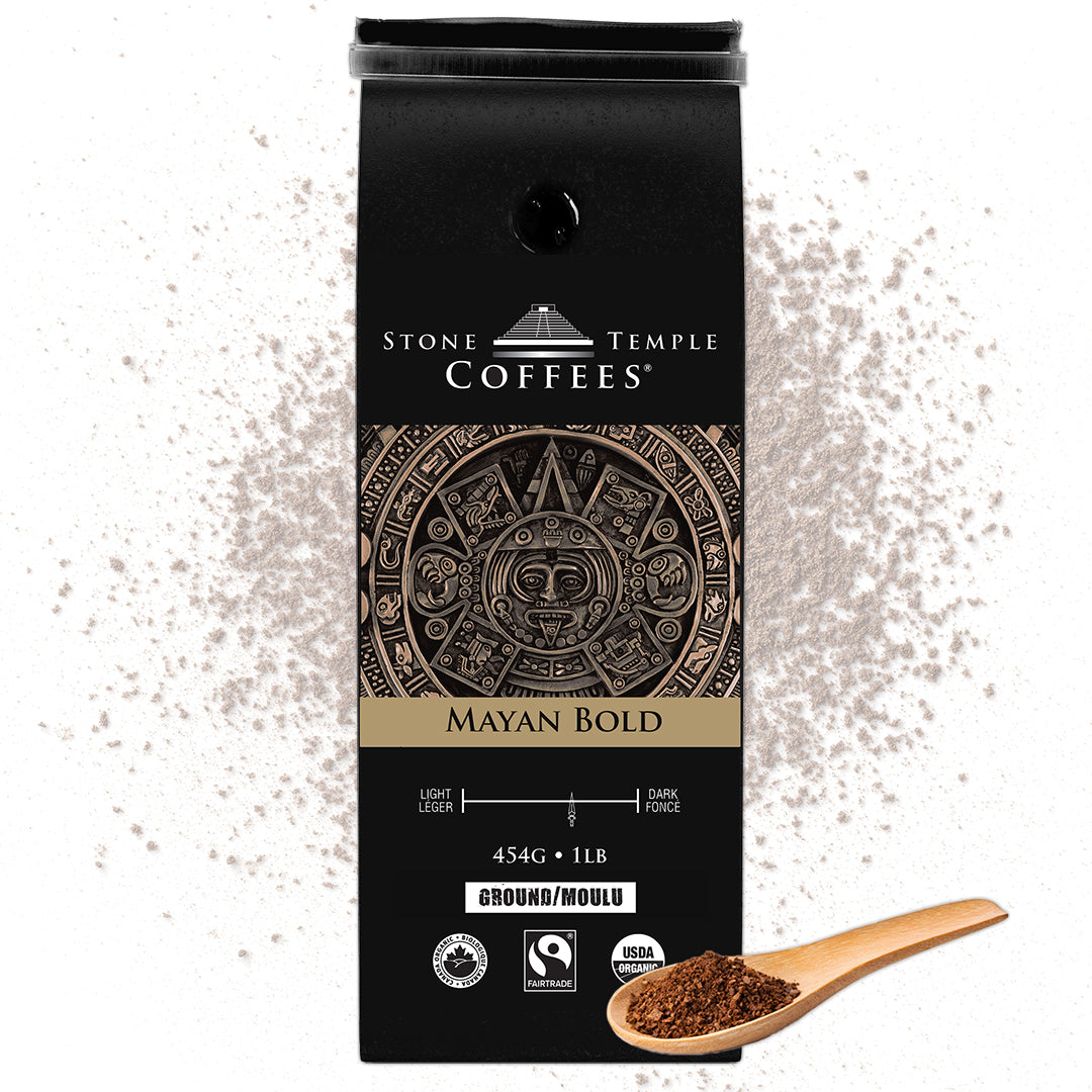 Mayan Bold - Ground, Bold Medium Roast, Certified Organic OCIA/ Fairtrade Coffee 1lb/454g