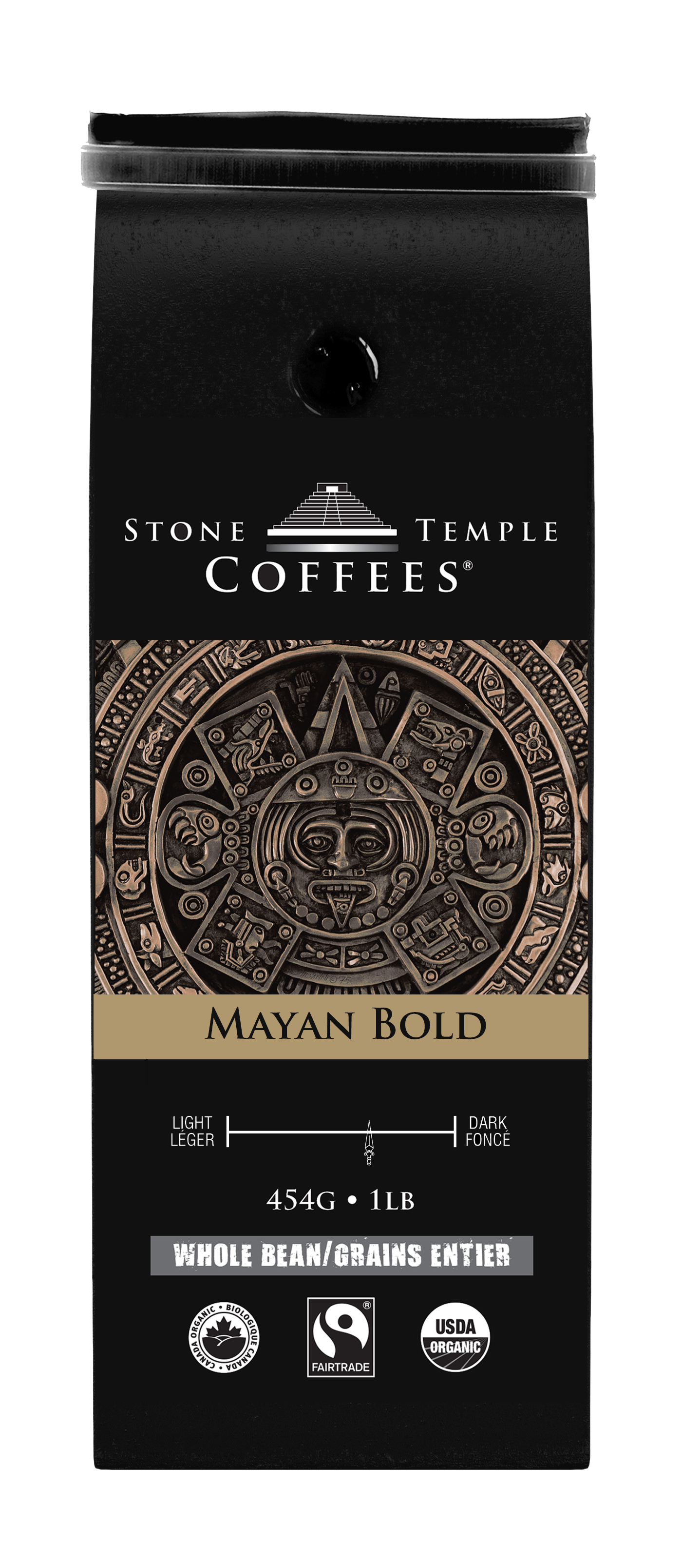Mayan Bold - Whole Bean, Bold Medium Roast, Certified Organic OCIA/ Fairtrade Coffee 1lb/454g