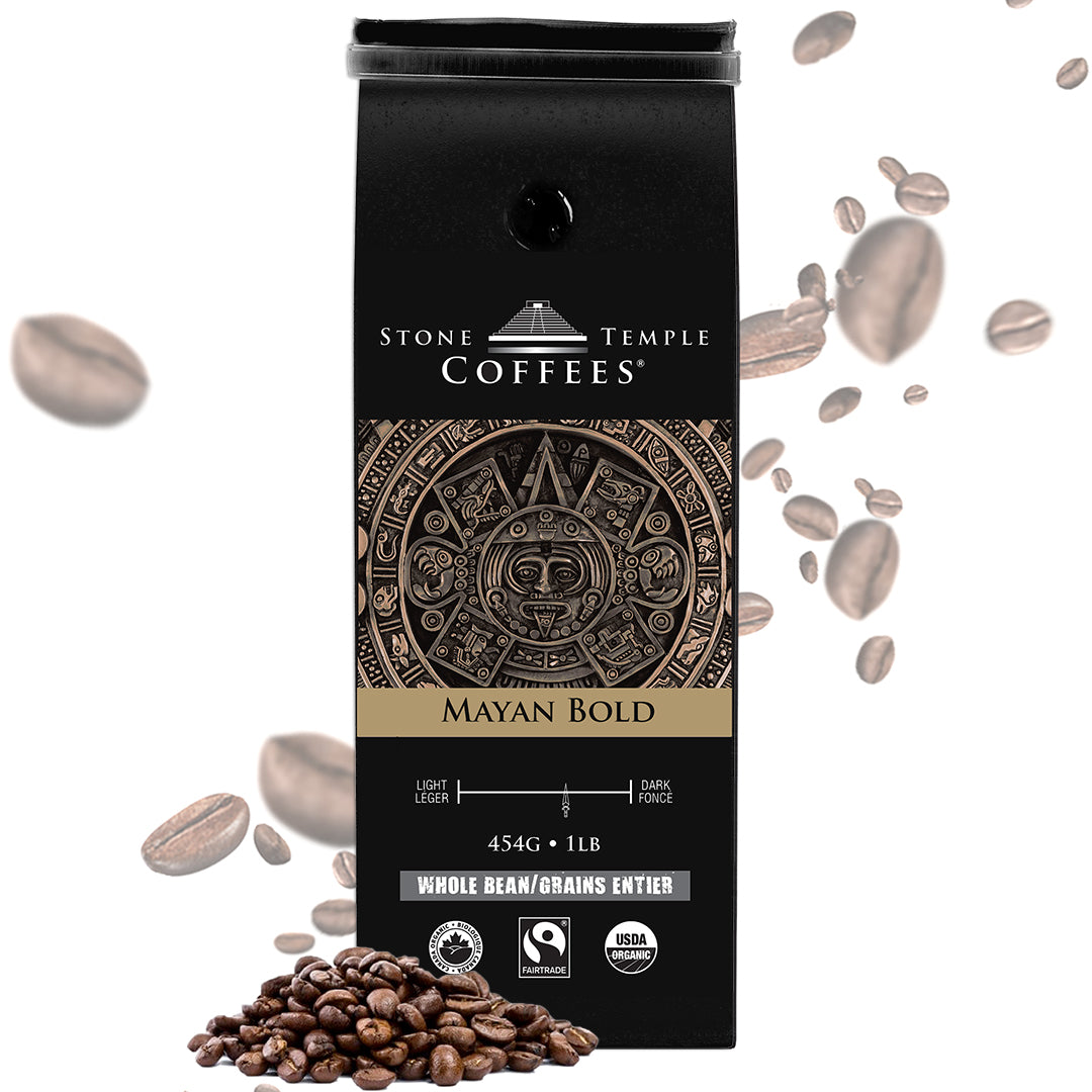 Mayan Bold - Whole Bean, Bold Medium Roast, Certified Organic OCIA/ Fairtrade Coffee 1lb/454g