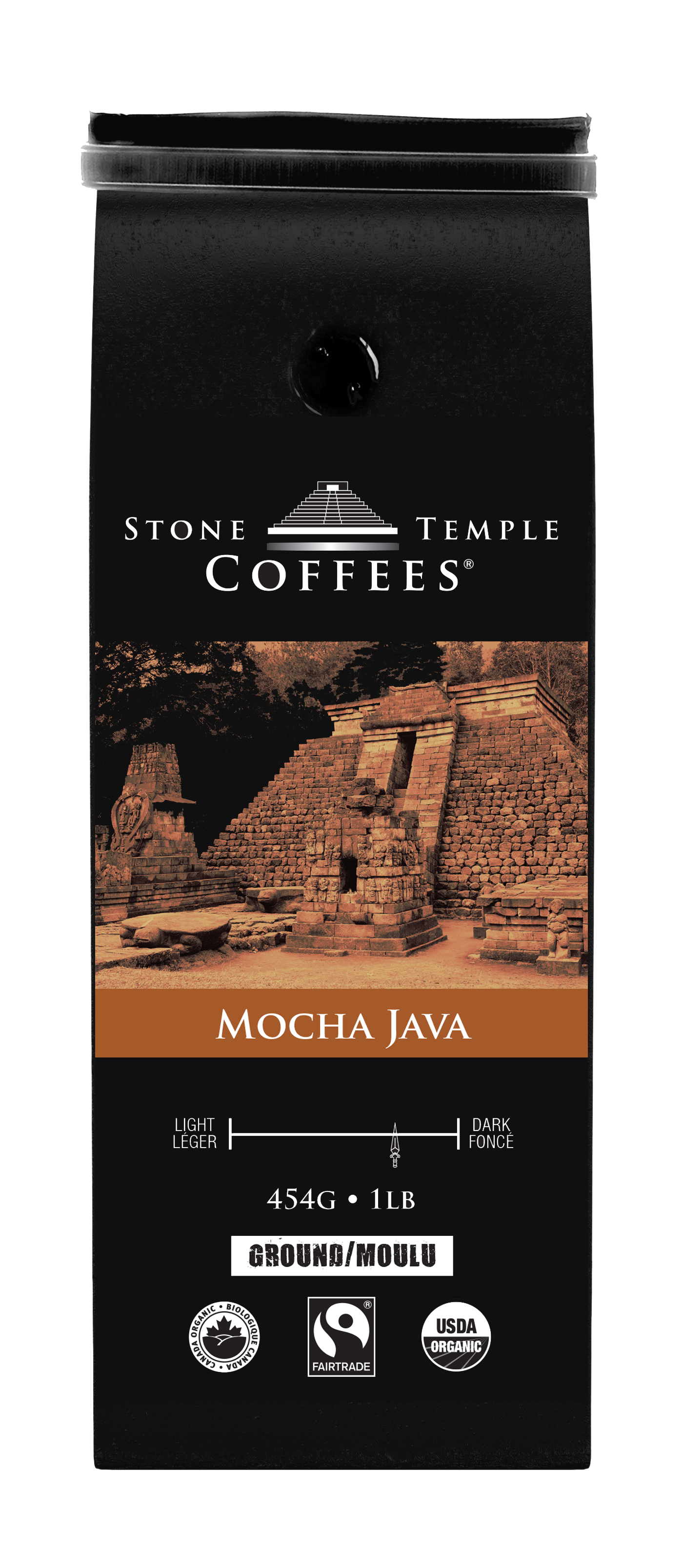 Mocha Java - Ground, Medium Roast, Certified Organic OCIA/ Fairtrade Coffee 1lb/454g