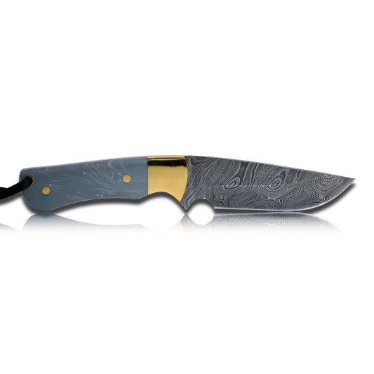 Original Kaito Damascus Steel Skinner Knife 4 inch blade with Premium Leather Sheath Ginza Steel