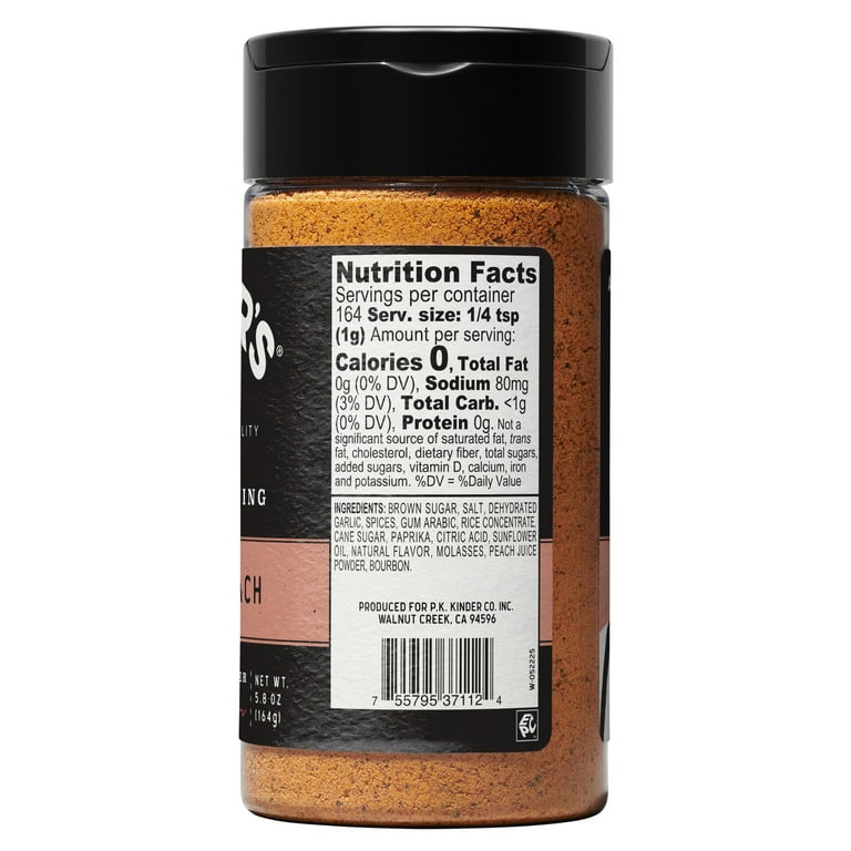 Kinder's Bourbon Peach Rub, 5.8 oz SlobsRus BBQ