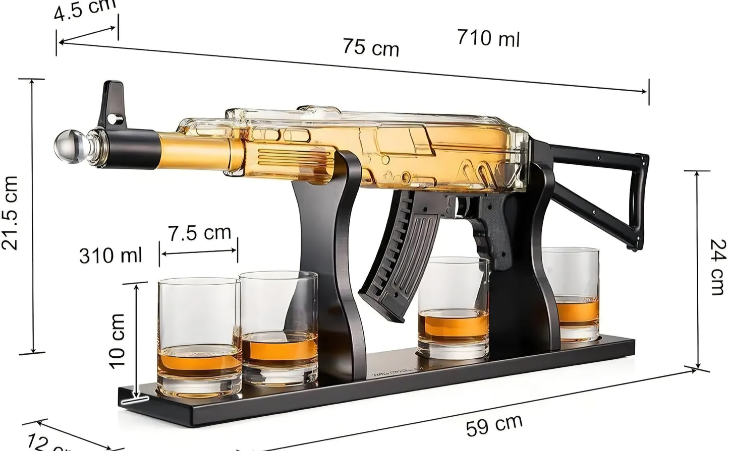 AK 47 Gun Decanter Set with 4 glasses