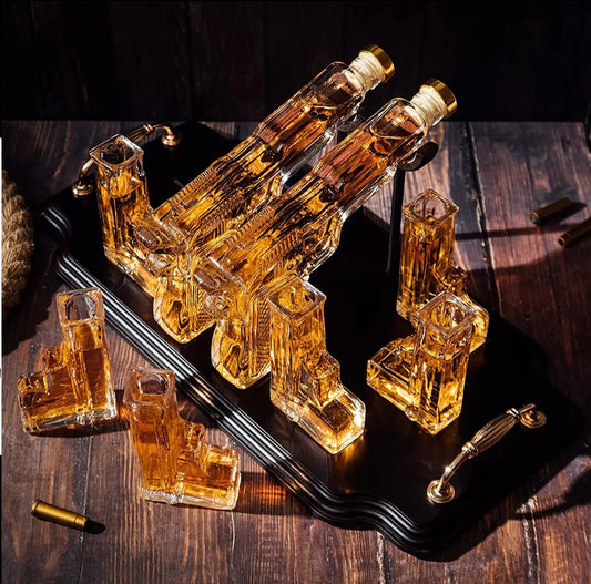 Pistol 2 Decanters Set with 6 Pistol Shot Glasses