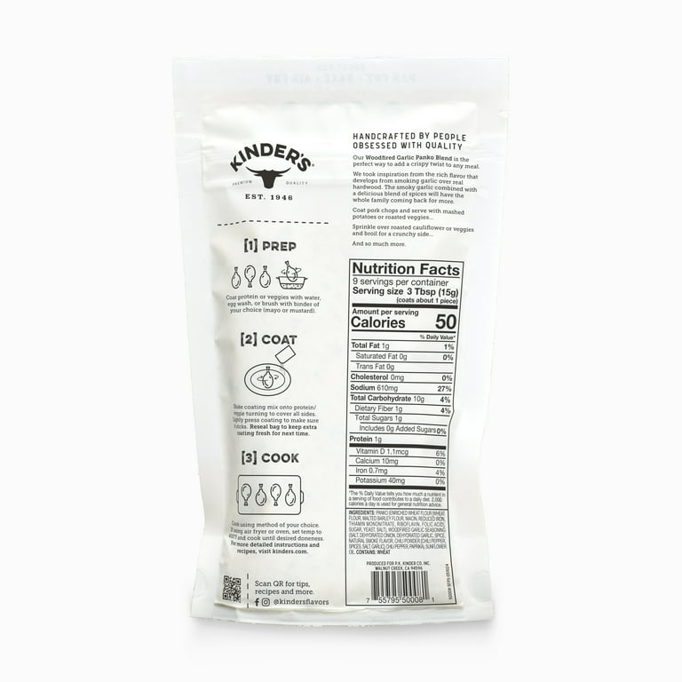 Kinder's Woodfired Garlic Seasoned Panko Bread Crumb Coating, 5 oz SlobsRus BBQ