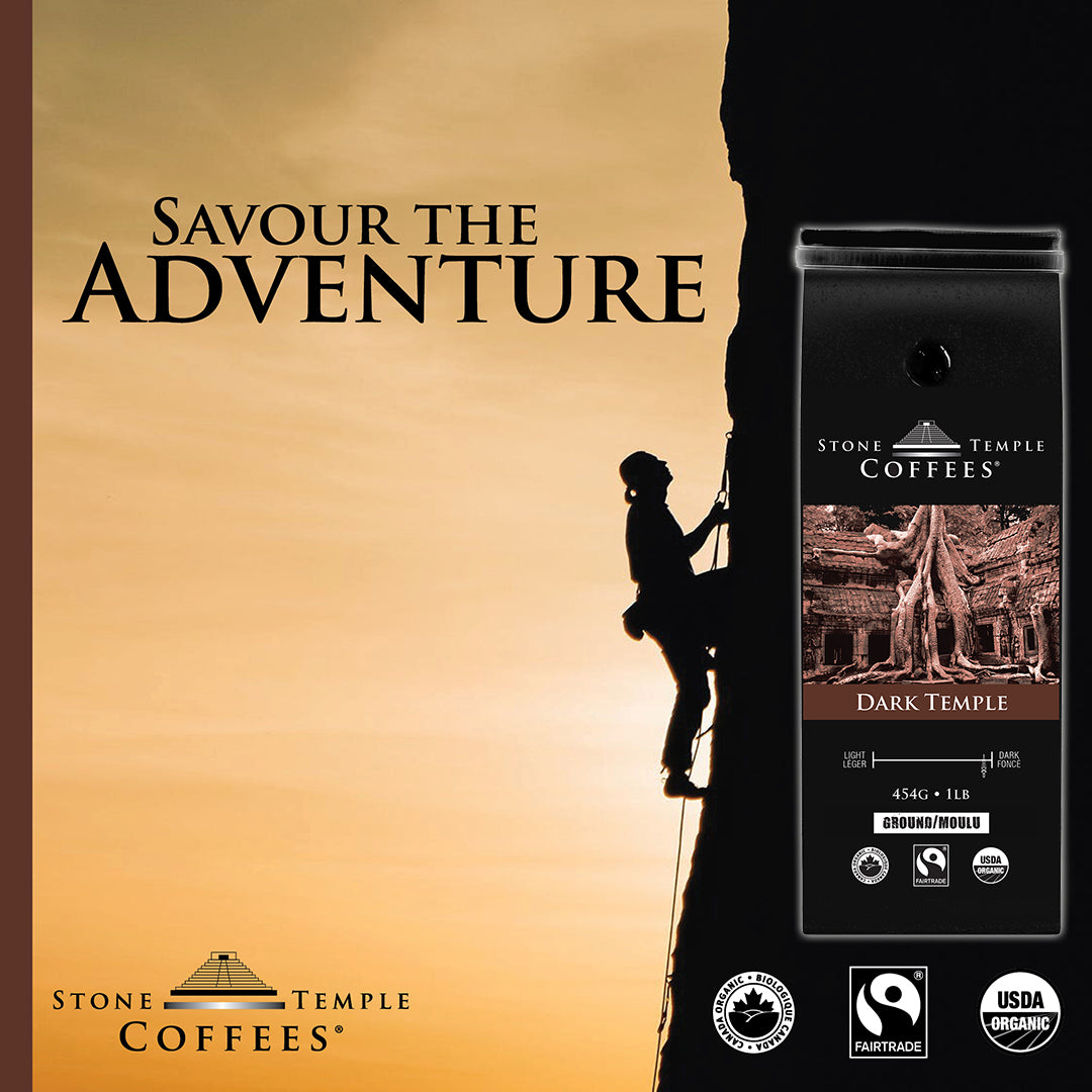 Dark Temple - Ground, Dark French Roast, Certified Organic OCIA/ Fairtrade Coffee 1lb/ 454g
