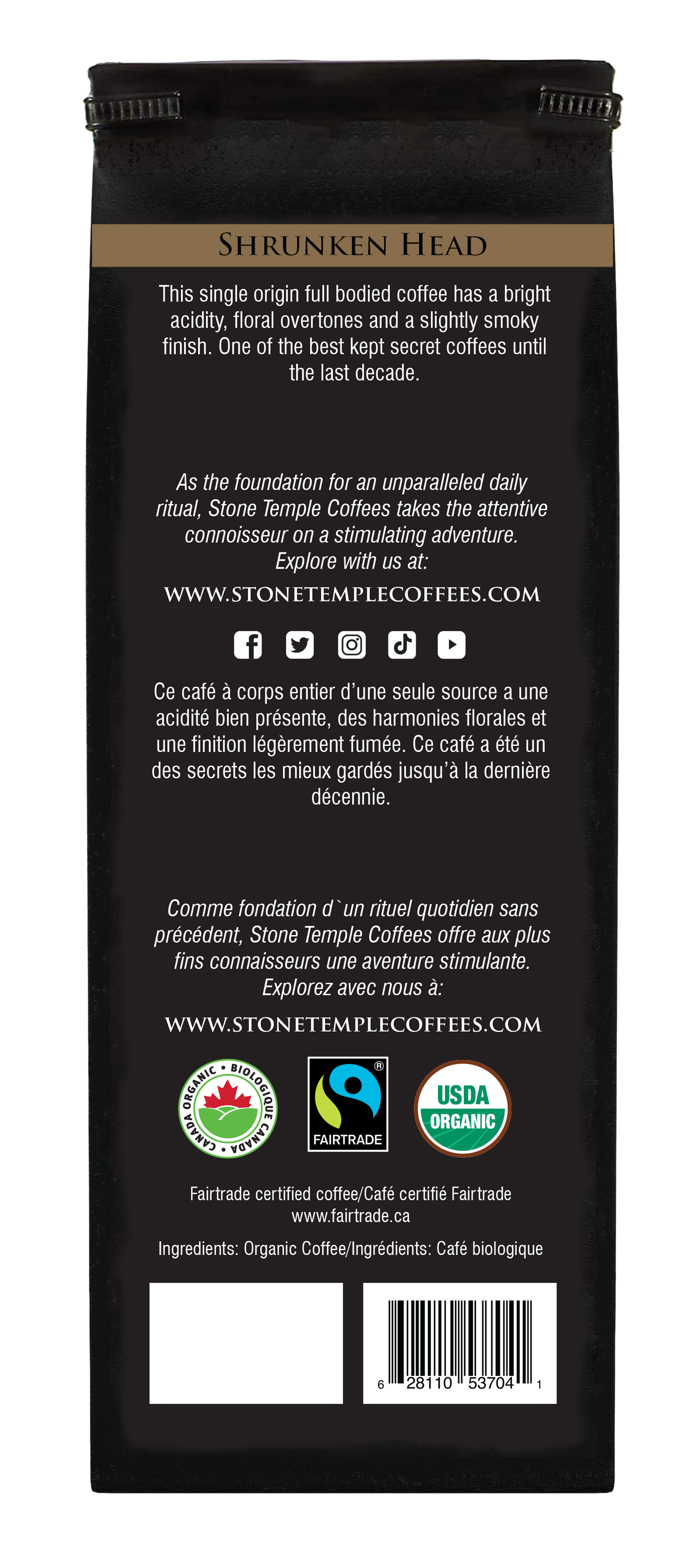 Mayan Bold - Whole Bean, Bold Medium Roast, Certified Organic OCIA/ Fairtrade Coffee 1lb/454g