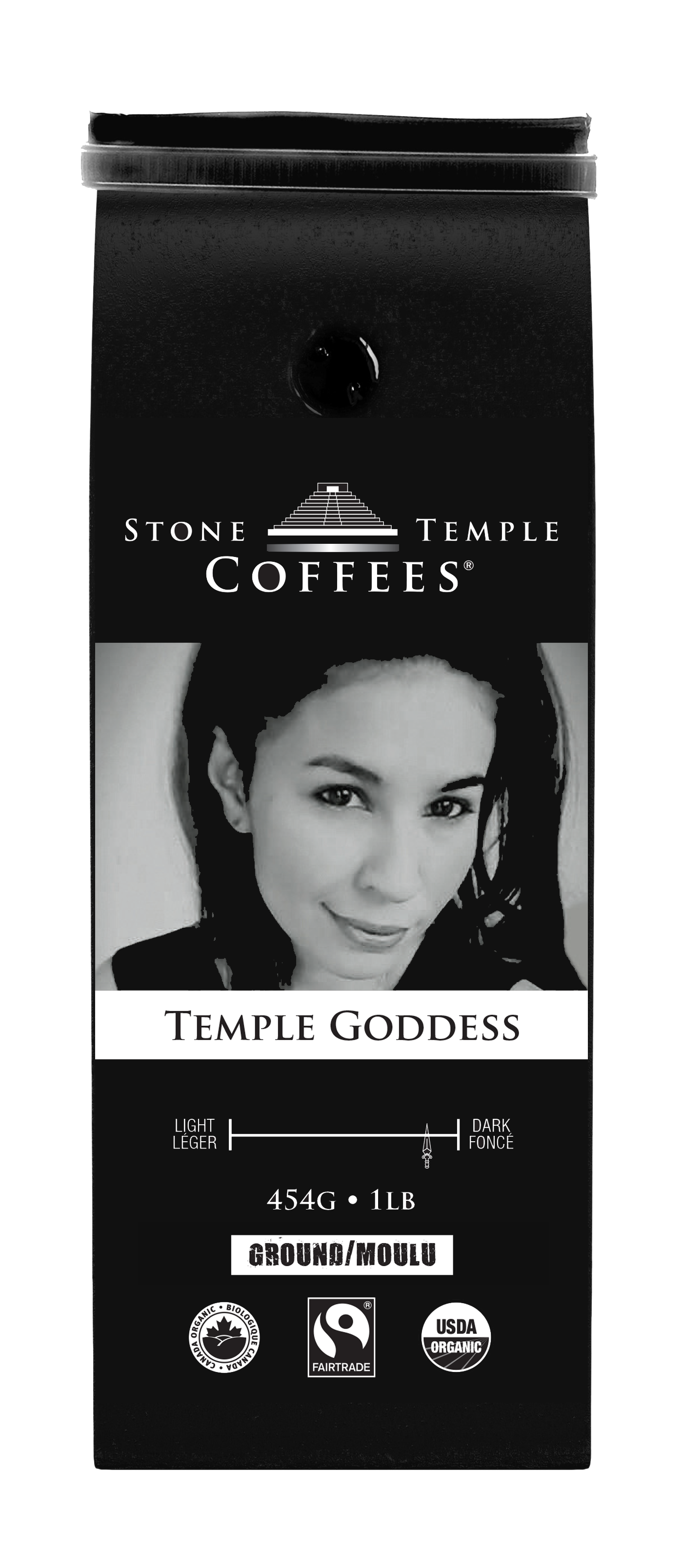 Temple Goddess - Ground, Dark Espresso, Certified Organic OCIA/ Fairtrade Coffee 1lb/ 454g