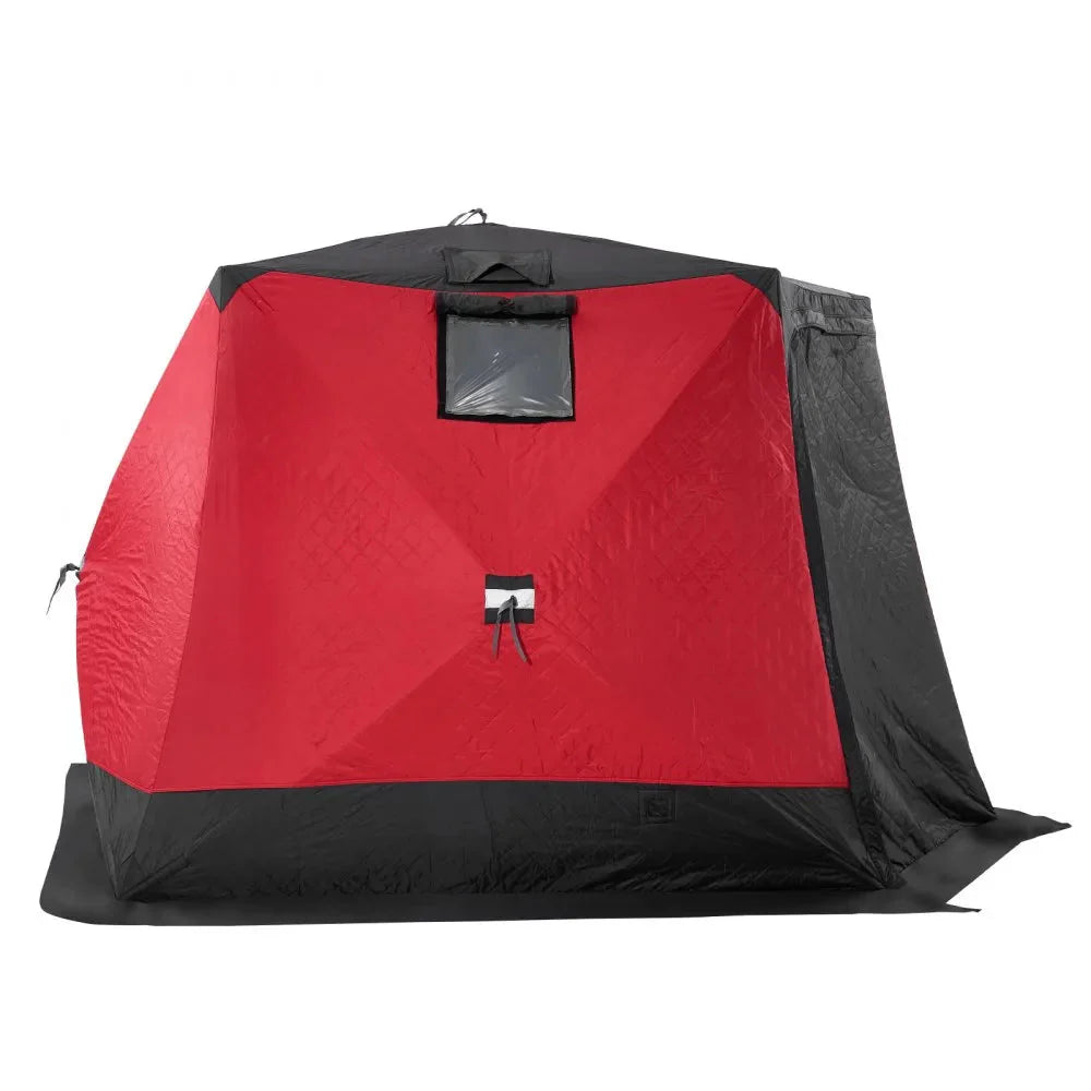 VEVOR Portable Ice Shelter, 4-6 Person Insulated Pop-Up Ice Fishing Tent, 50 Square Feet Fishable Area, Thermal Ice Shanty for Winter Fishing, Ice Cube with Anchors, Ropes, Carrying Bag, 130"x130"