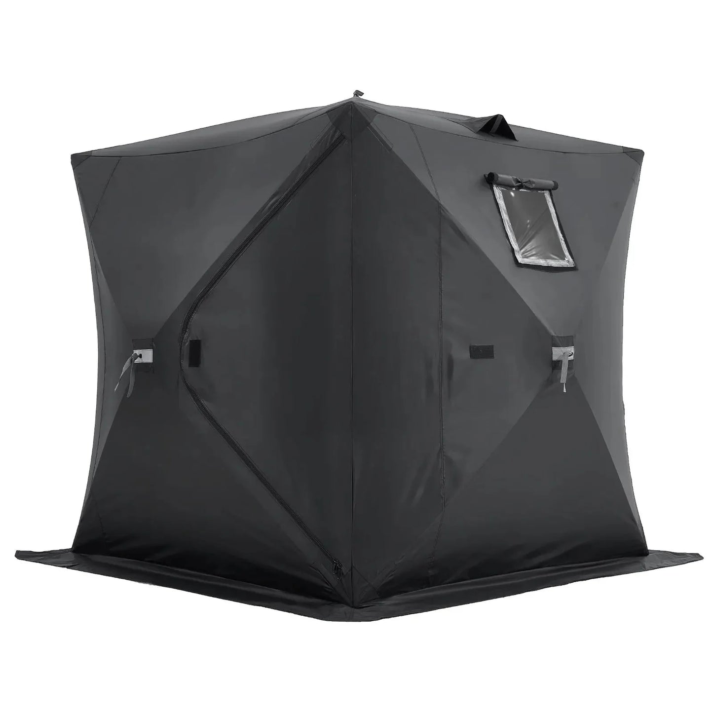 VEVOR Portable Ice Shelter, 3-4 Person Pop-Up Ice Fishing Tent, 43 Square Feet Fishable Area, Ice Shanty for Winter Fishing, Waterproof Oxford Ice Cube with Anchors/Ropes/Carrying Bag, 90"x90", Black