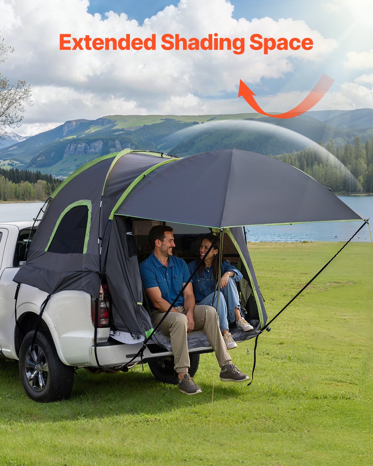 VEVOR Truck Tent 8.0-8.2ft Waterproof PU2000 Truck Bed Camping Tent 2-3 Person totalfindz