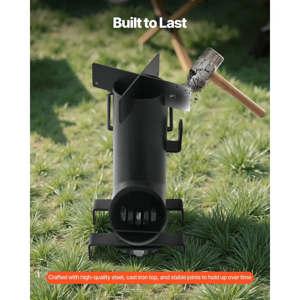 VEVOR Camping Rocket Stove, Portable Wood Burning Stove with Carrying Bag for Backpacking & Outdoor Cooking