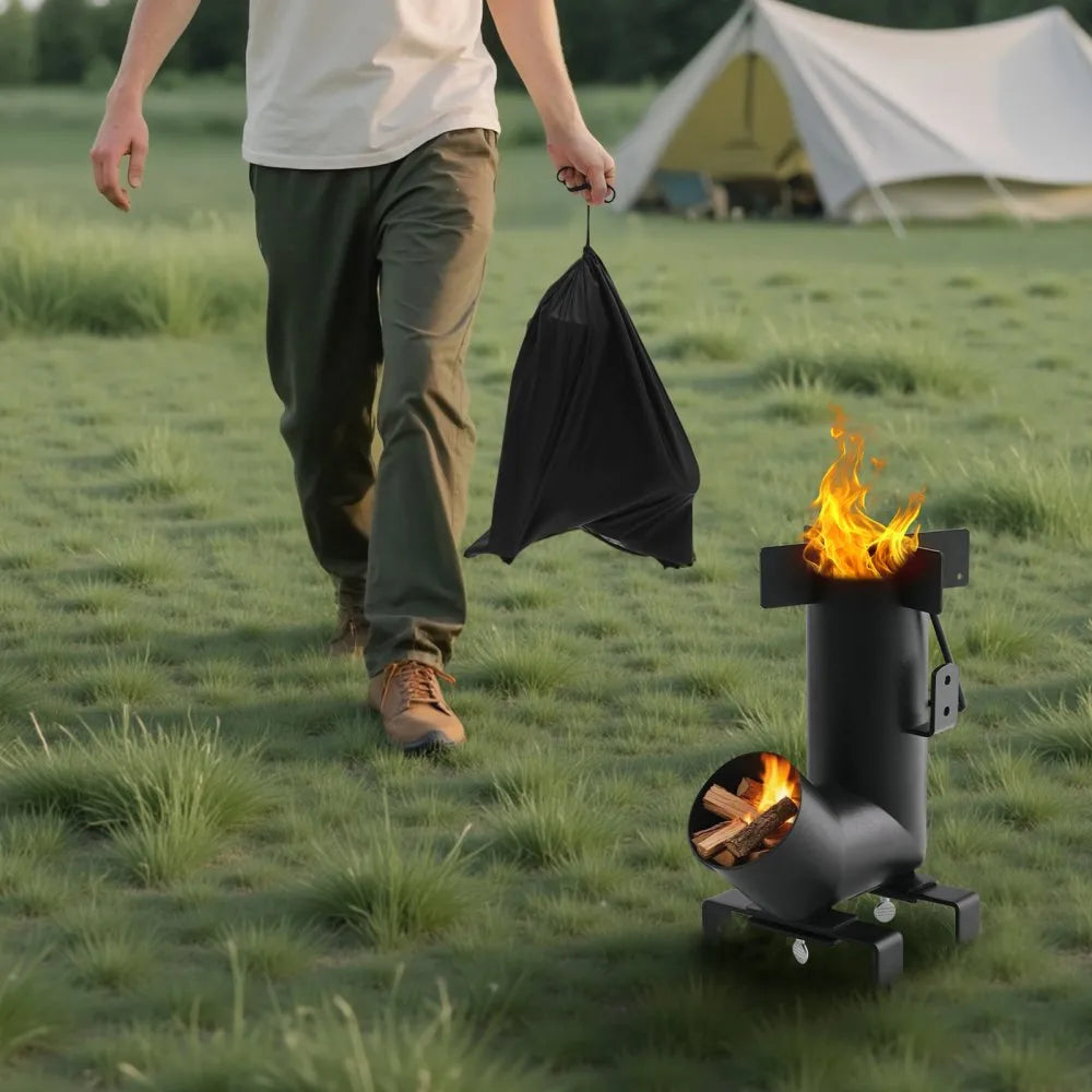 VEVOR Camping Rocket Stove, Portable Wood Burning Stove with Carrying Bag for Backpacking & Outdoor Cooking