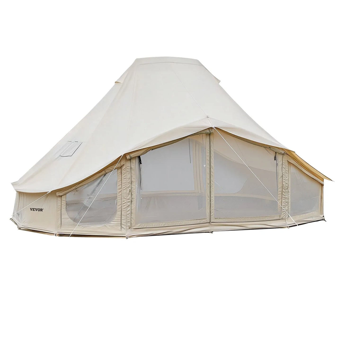 VEVOR 6 x 4 m Canvas Bell Tent – 4 Season Glamping Yurt Tent with Stove Jack for 10-12 People