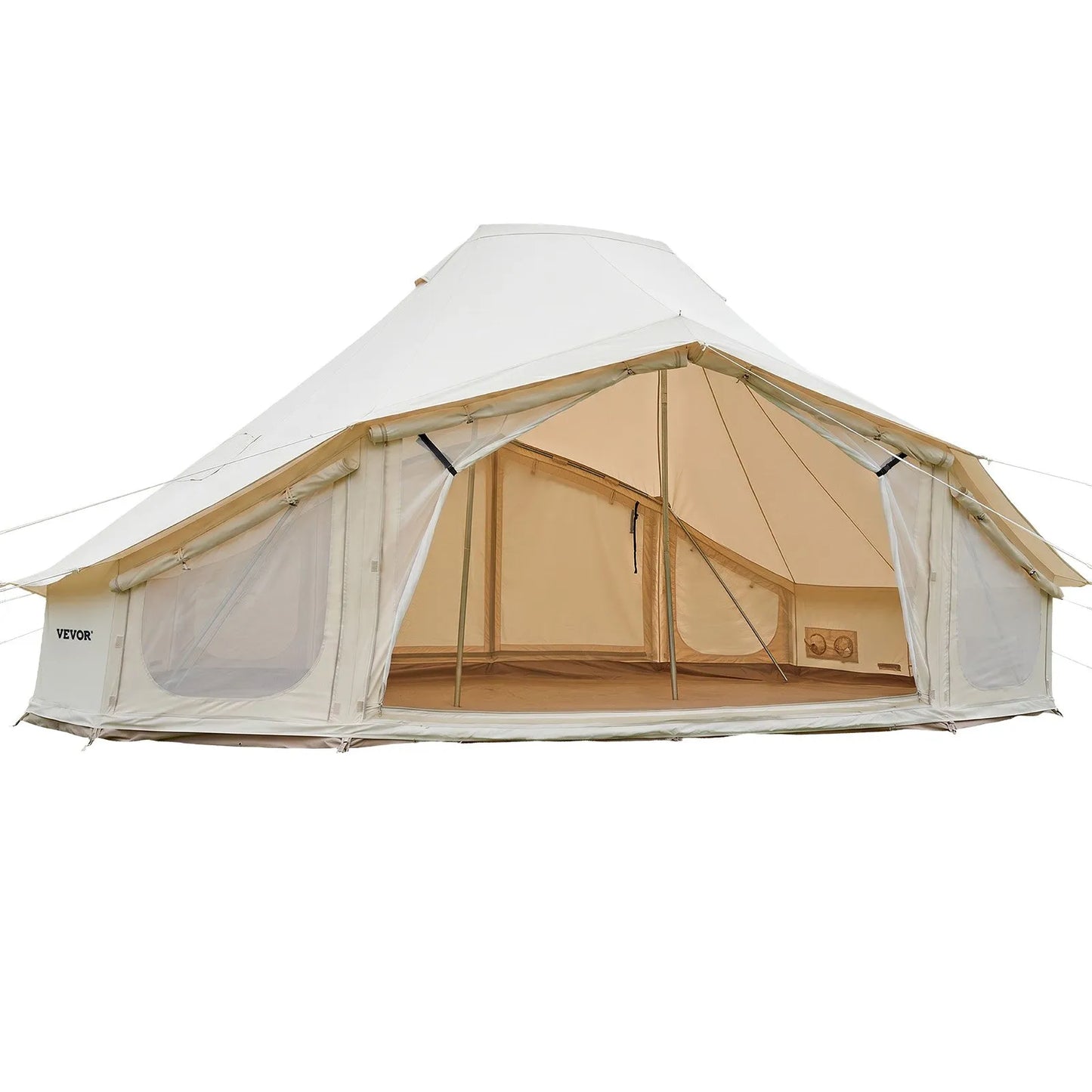 VEVOR 6 x 4 m Canvas Bell Tent – 4 Season Glamping Yurt Tent with Stove Jack for 10-12 People
