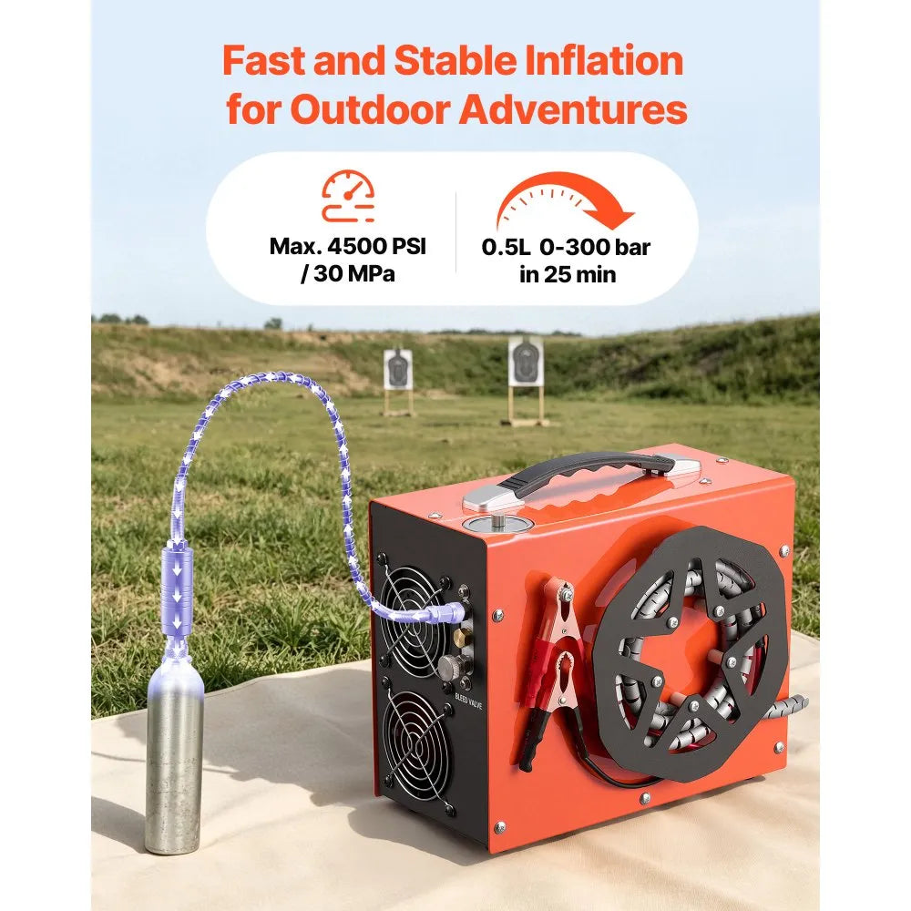 4500 PSI PCP Air Compressor with Auto Shut-Off – Portable 350W Air Compressor for PCP Air Rifles, Paintball Tanks & Scuba Cylinders