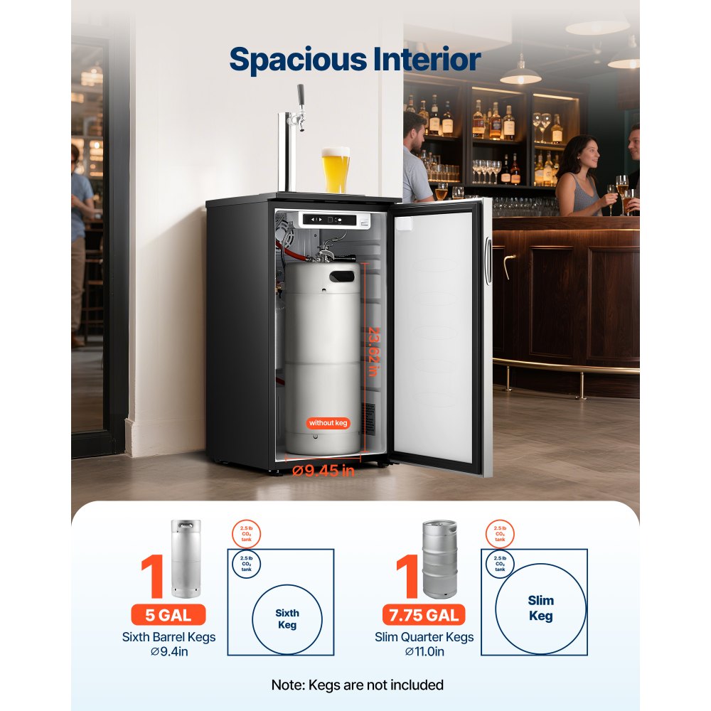 VEVOR Beer Kegerator – Single Tap Commercial Draft Beer Dispenser, 92L Capacity