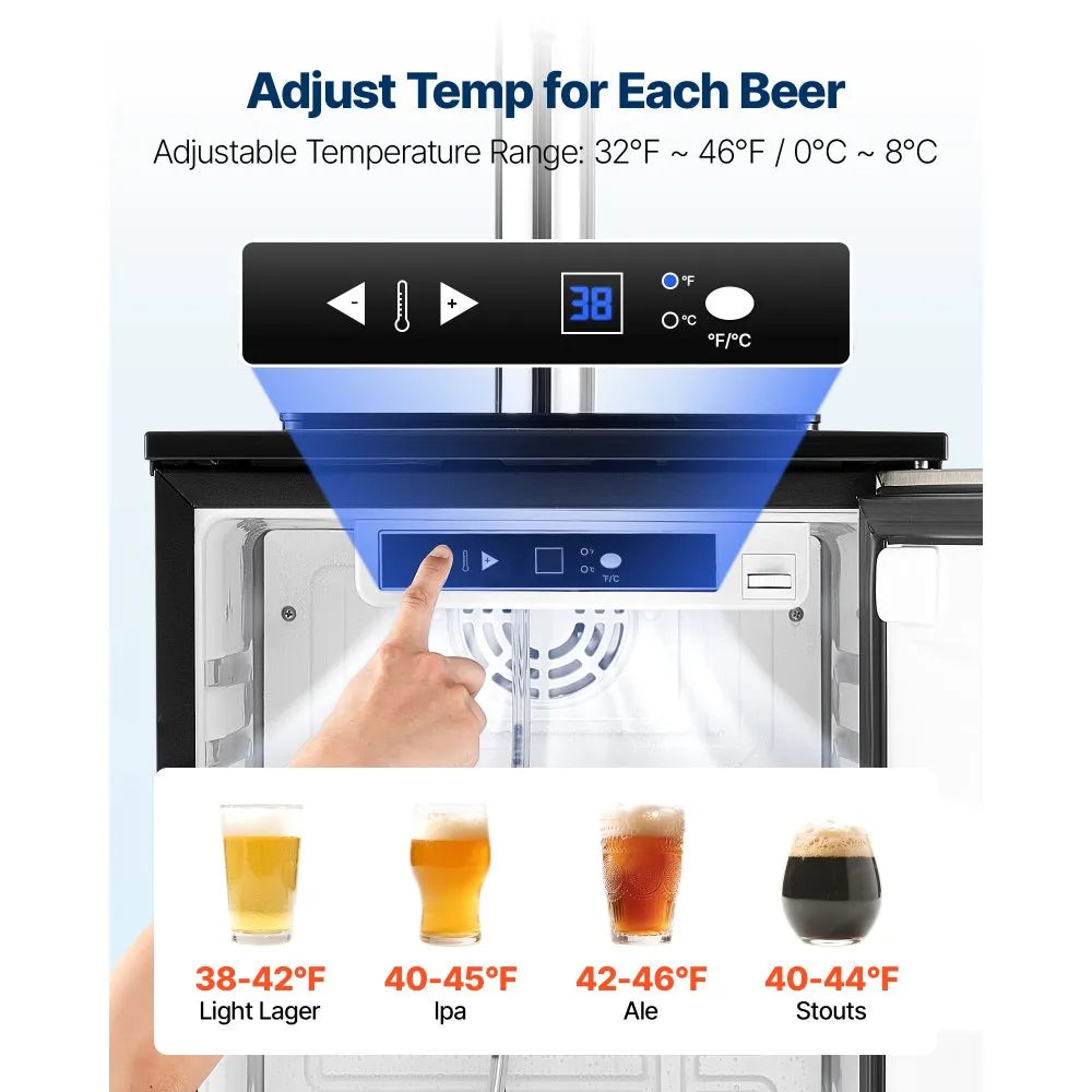 VEVOR Beer Kegerator – Single Tap Commercial Draft Beer Dispenser, 92L Capacity
