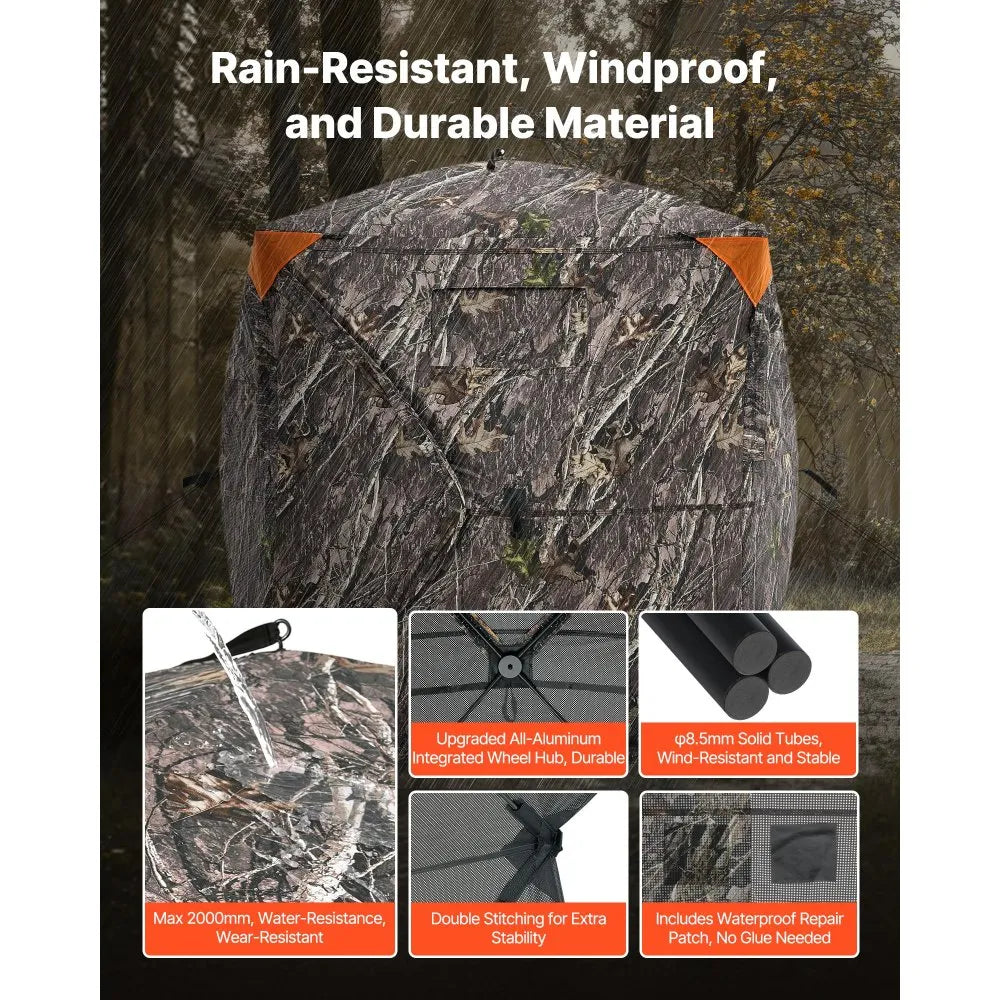VEVOR Hunting Blind 270° See Through Ground Blind One-Way Mesh for 1-2 Person