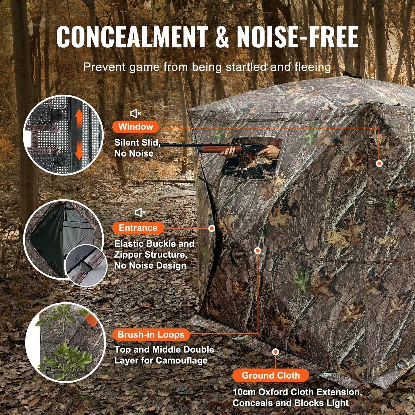 VEVOR Hunting Blind 270° See Through Ground Blind One-Way Mesh for 2-3 Person totalfindz