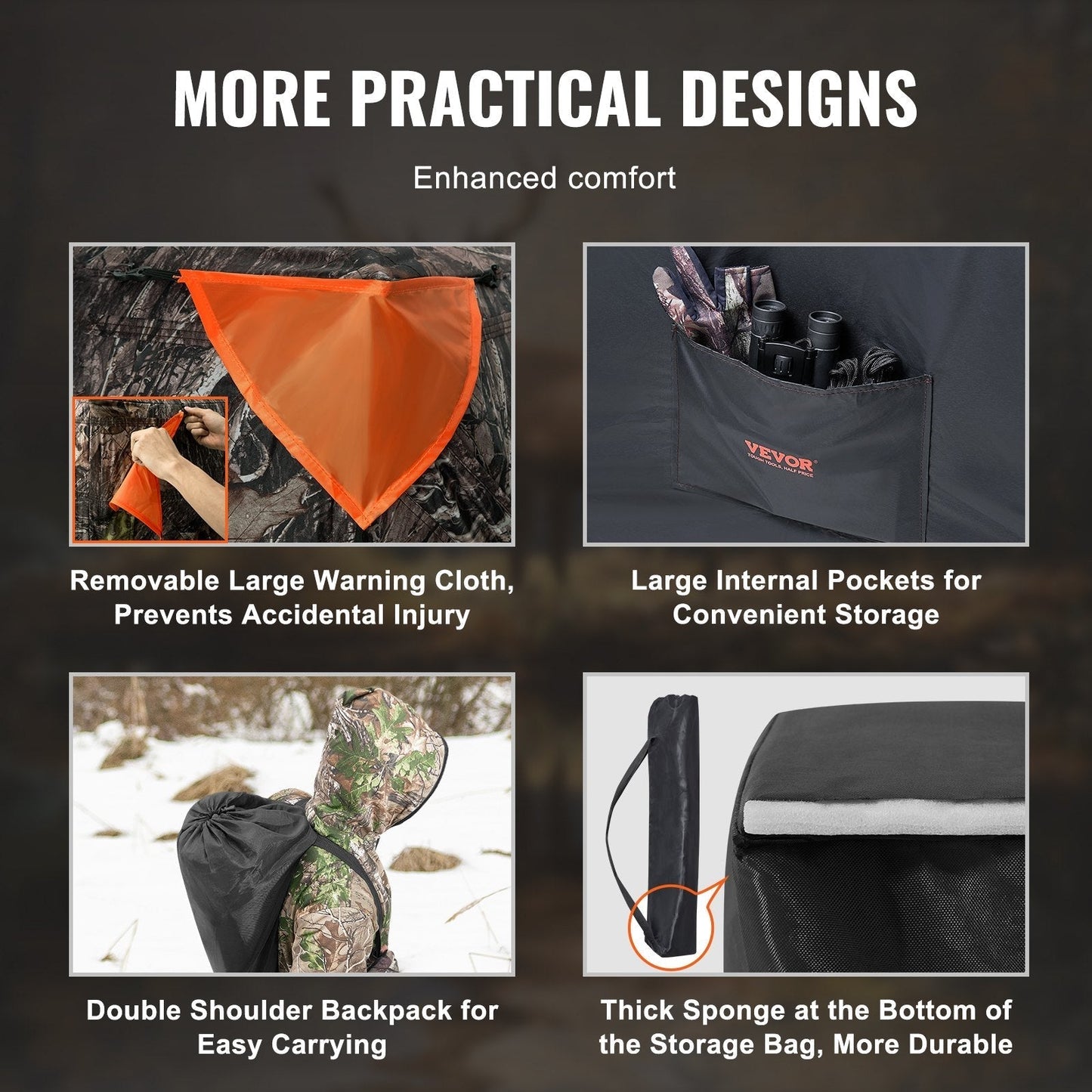 VEVOR Hunting Blind 270° See Through Ground Blind One-Way Mesh for 2-3 Person totalfindz