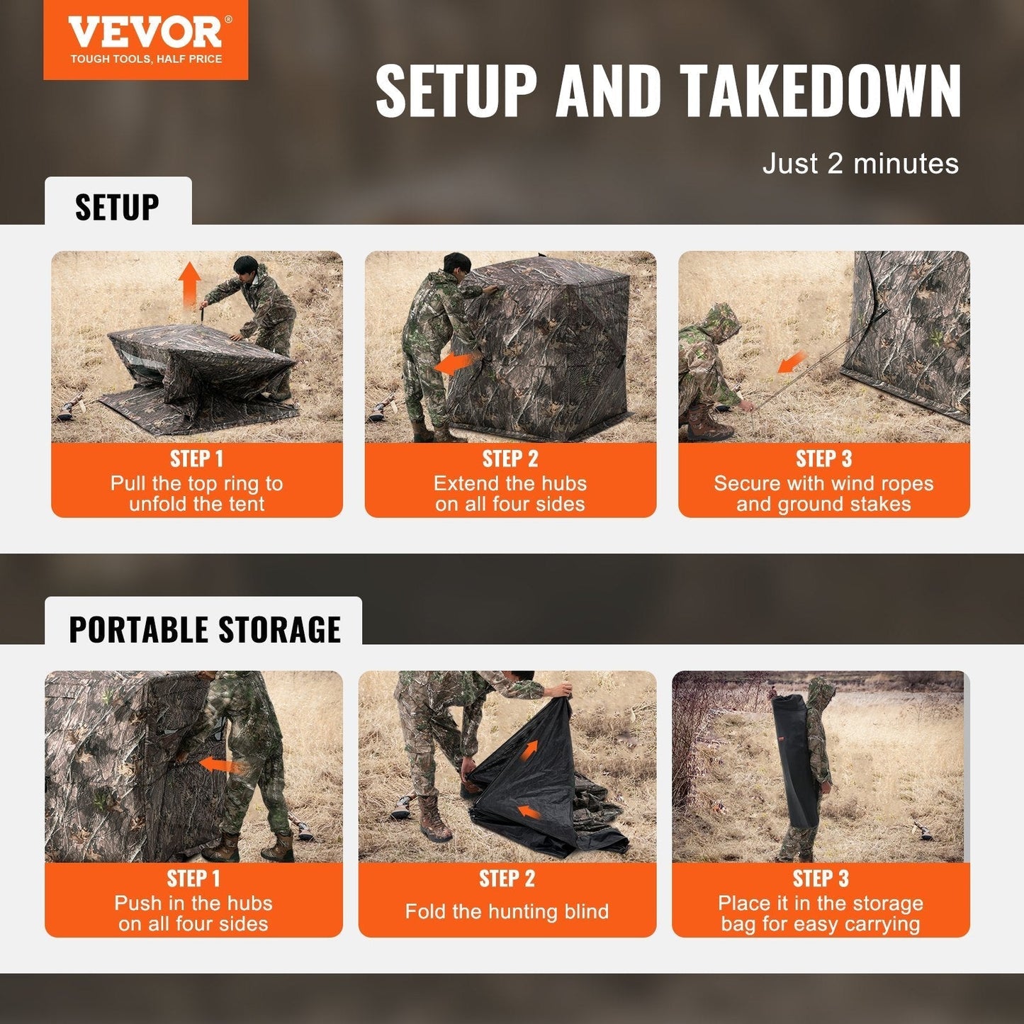 VEVOR Hunting Blind 270° See Through Ground Blind One-Way Mesh for 2-3 Person totalfindz